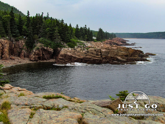 gray sky and water in Acadia National Park