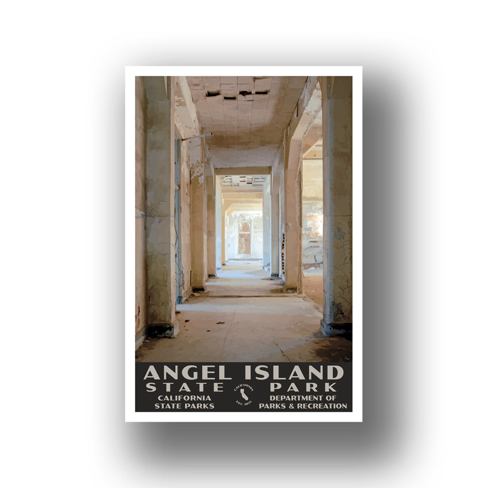Angel Island State Park Poster-WPA (Immigration Station)