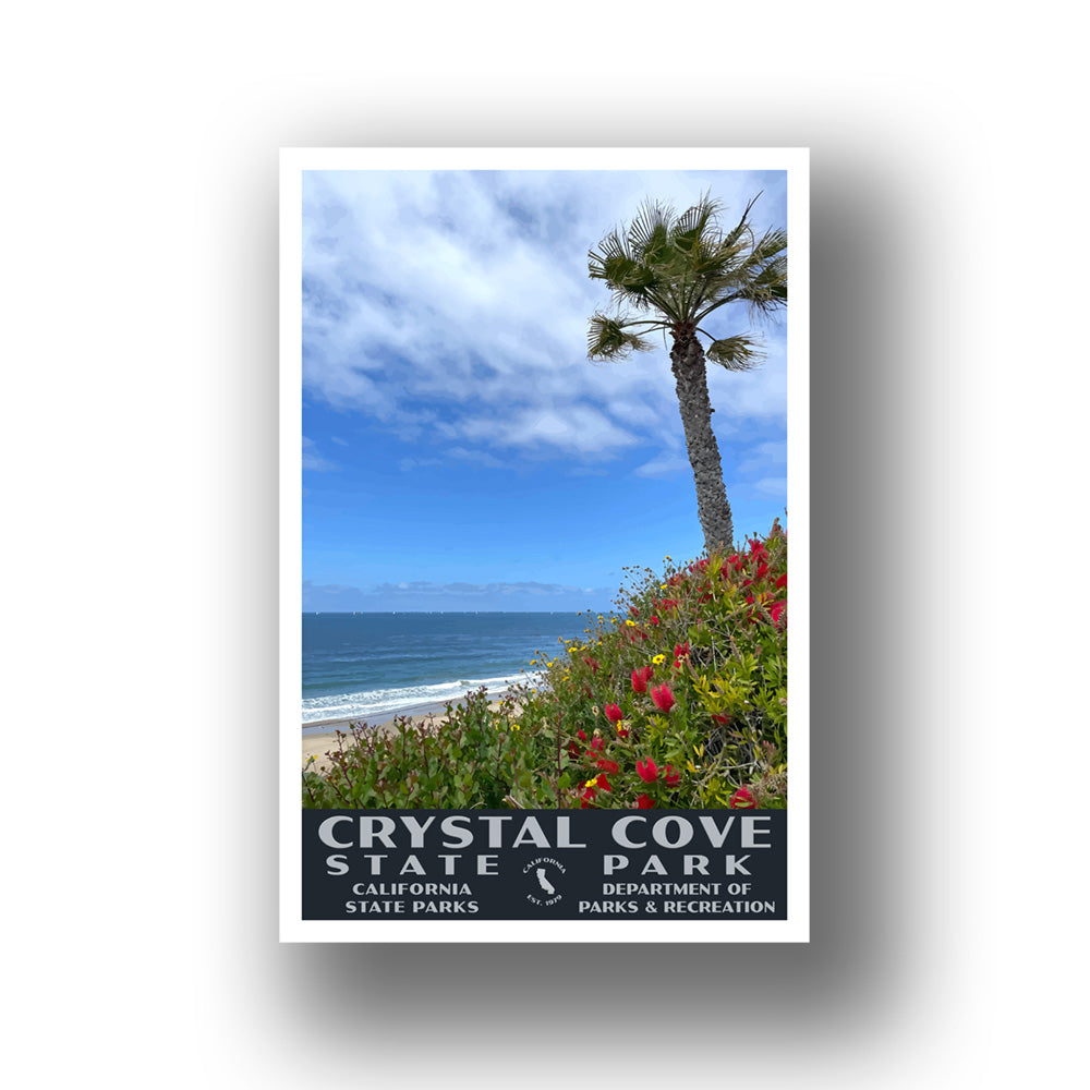 Crystal Cove State Park Poster-WPA (Palm Tree)