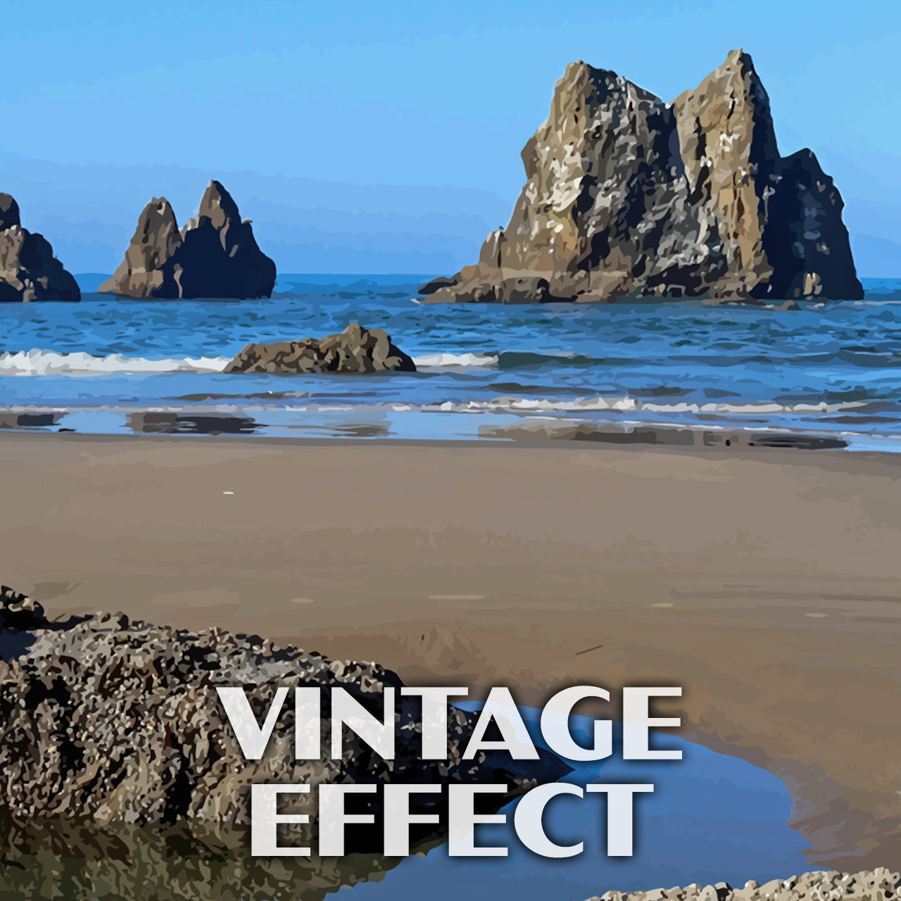 Ecola State Park Poster-WPA (Beach View)