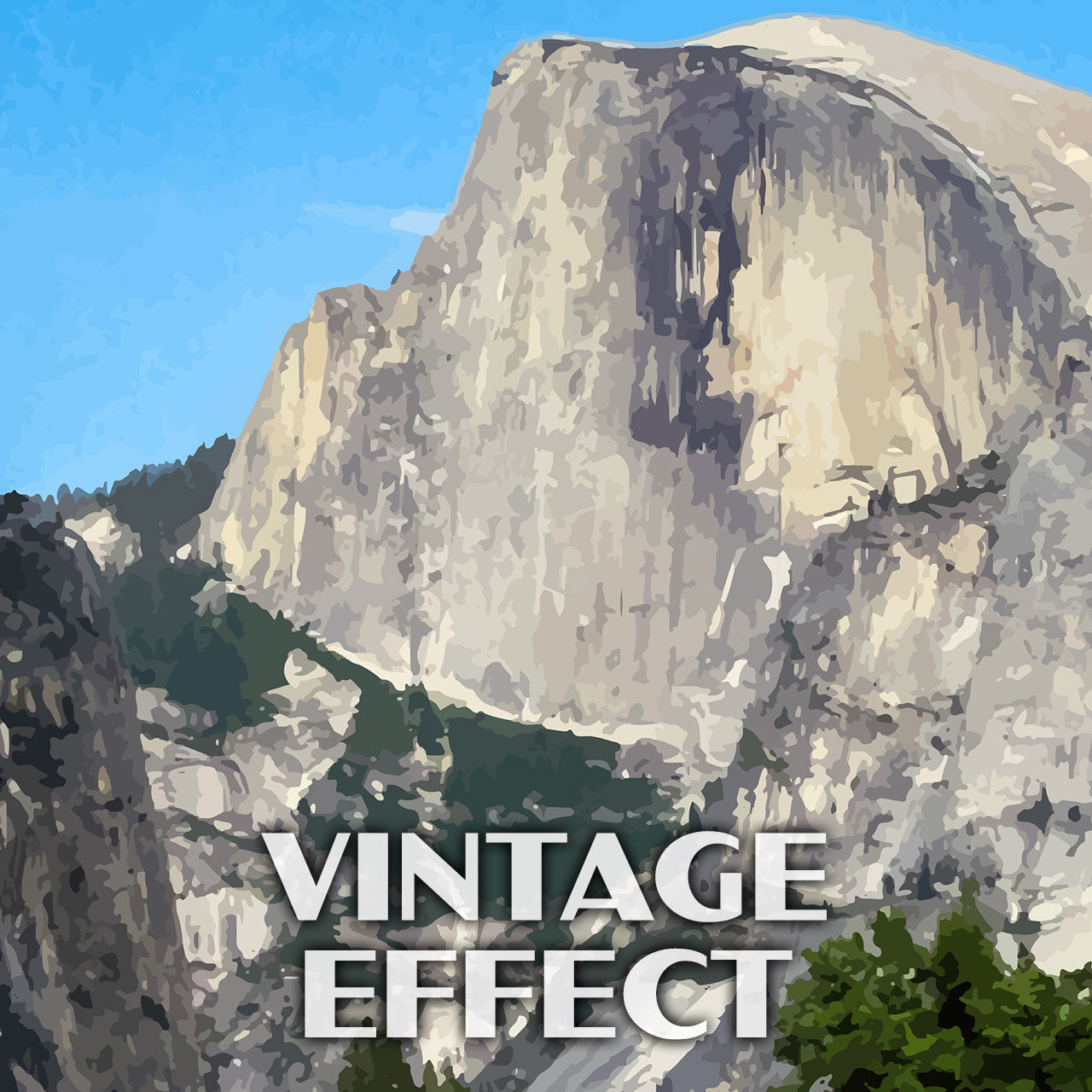 Yosemite National Park Poster-WPA (Half Dome Blue Sky)