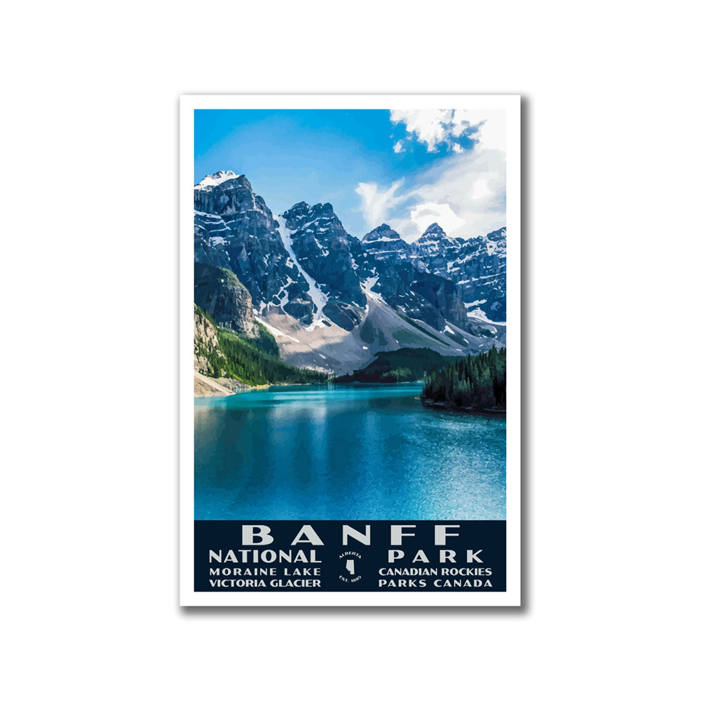 Banff National Park Poster-WPA (Moraine Lake)