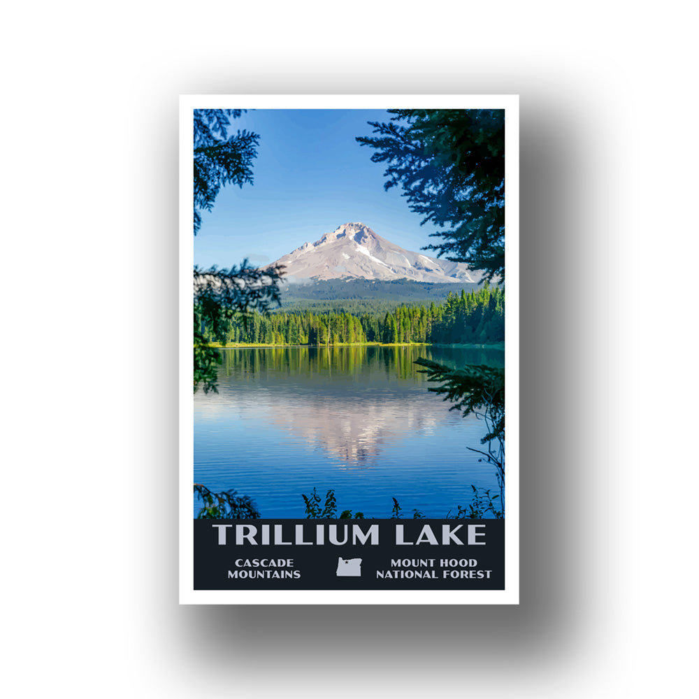 Trillium Lake Poster-WPA (Mount Hood View) (Oregon State)