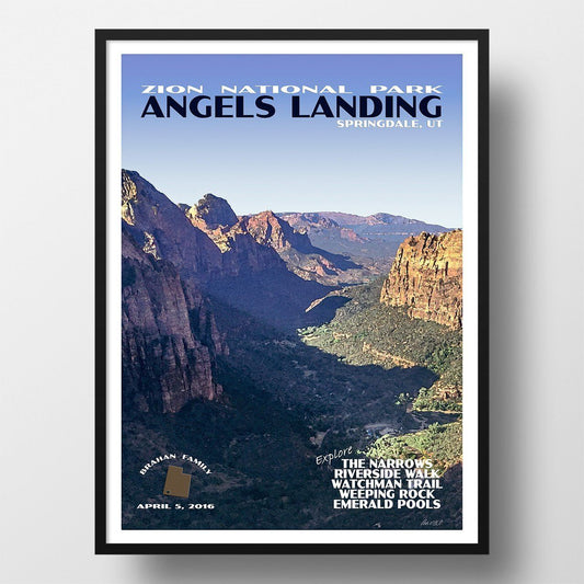 Zion National Park Poster-Angels Landing (Personalized)