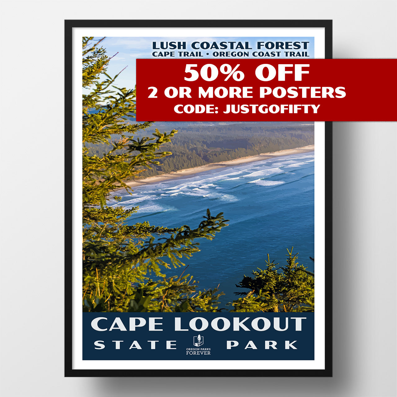 Cape Lookout State Park Poster - WPA (Beach Overlook) - OPF