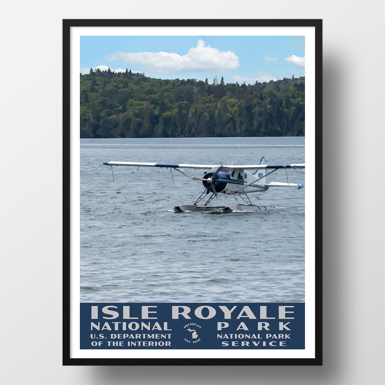 Isle Royale National Park Poster-WPA (Seaplane)