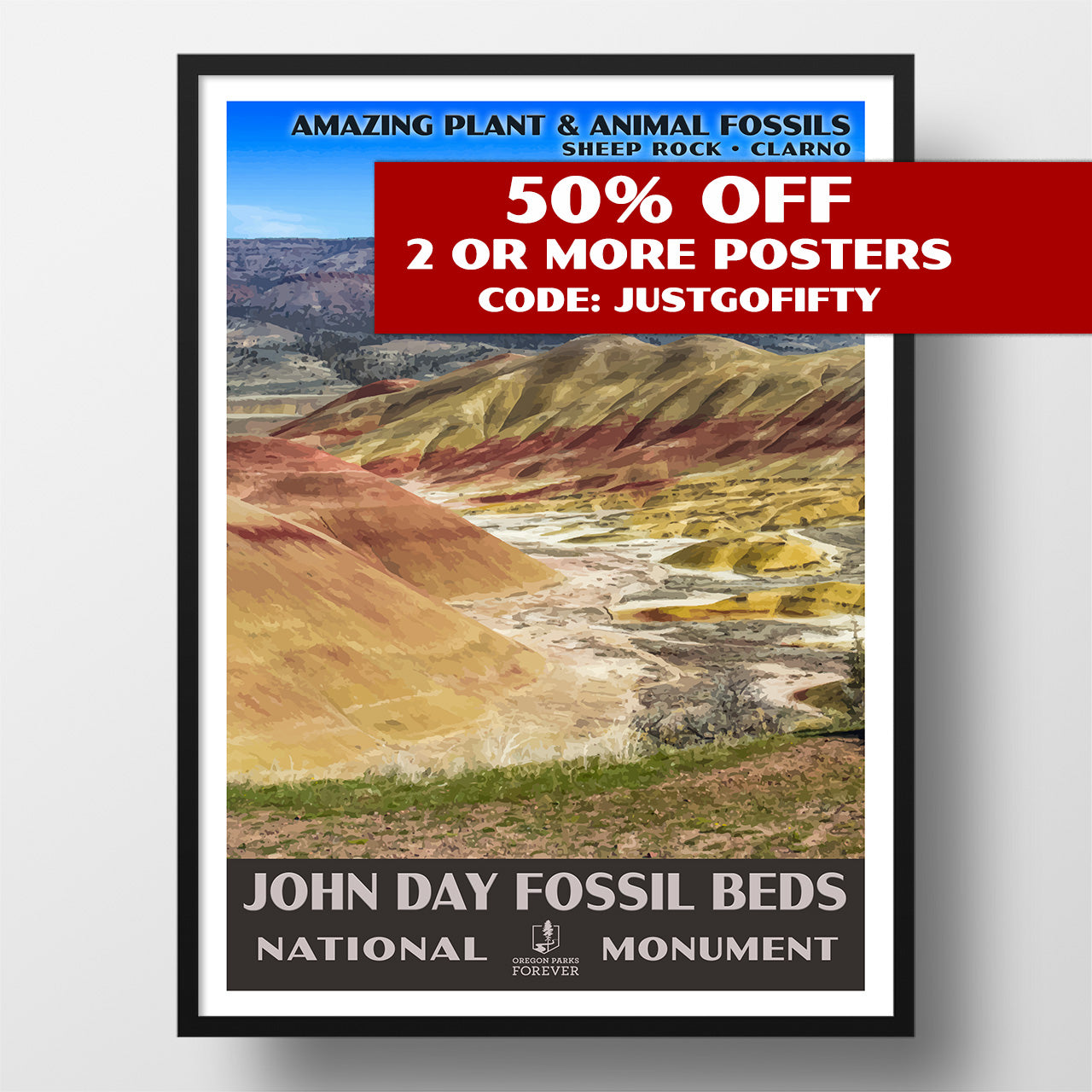John Day Fossil Beds National Monument Poster - WPA (Painted Hills Unit) - OPF