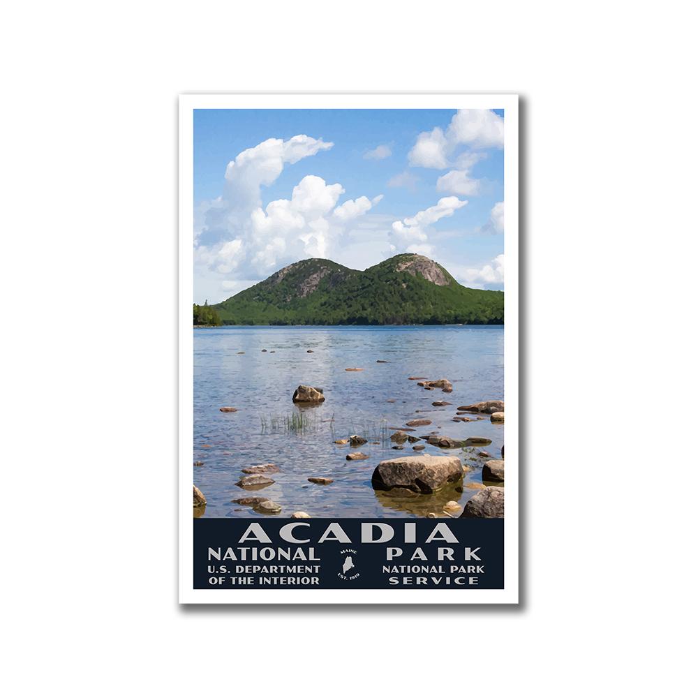 Acadia National Park Poster of Jordan Pond (WPA Style)