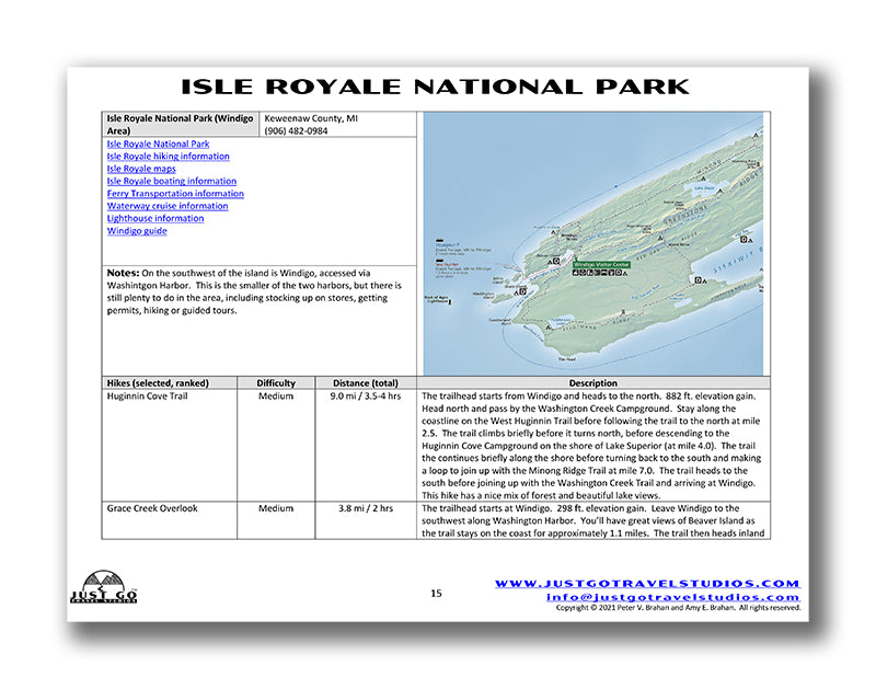 Isle Royale National Park Itinerary (Digital Download)