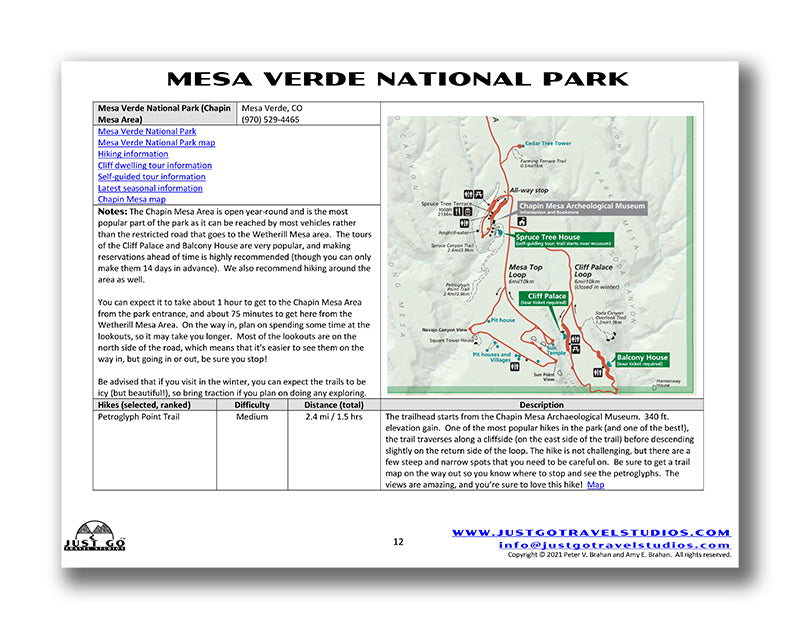 Mesa Verde National Park Itinerary (Digital Download)
