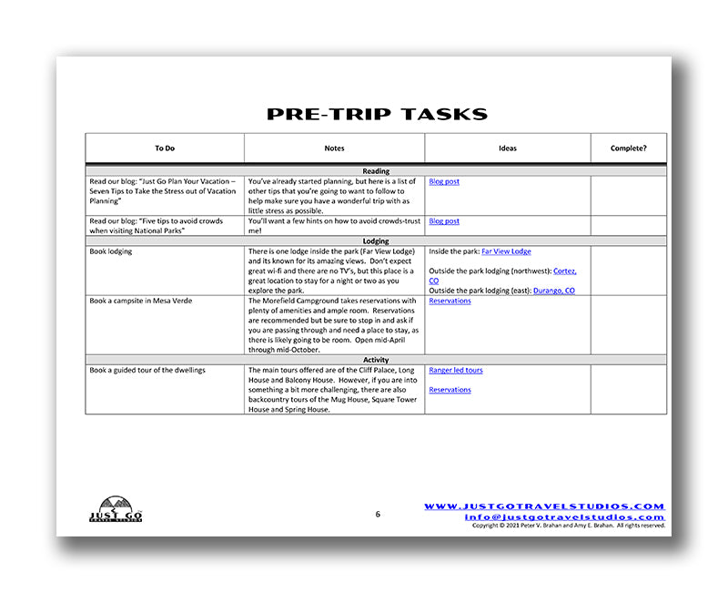 Mesa Verde National Park Itinerary (Digital Download)