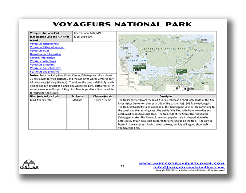 Voyageurs National Park Itinerary (Digital Download)