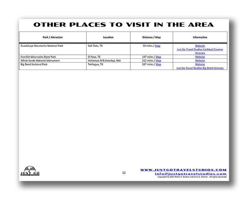 Carlsbad Caverns National Park Itinerary (Digital Download)