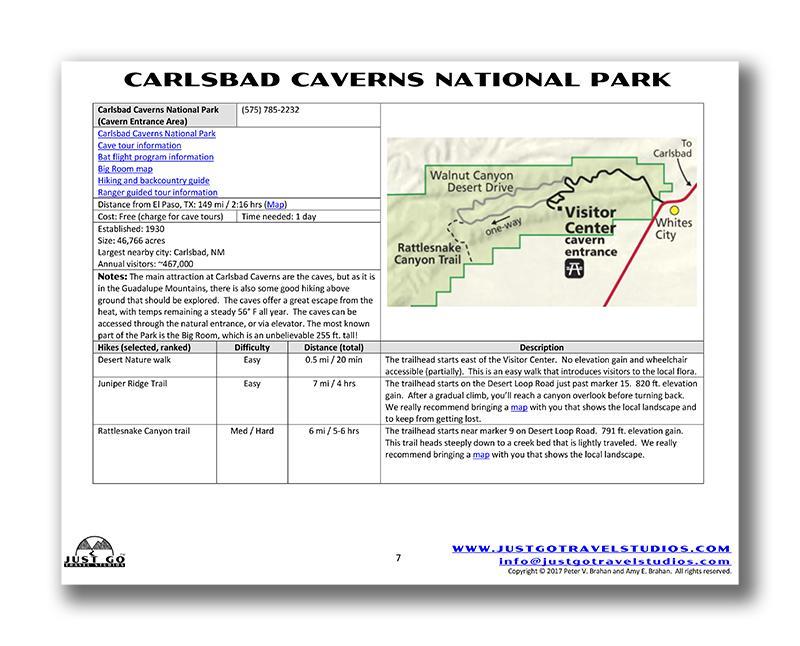 Carlsbad Caverns National Park Itinerary (Digital Download)