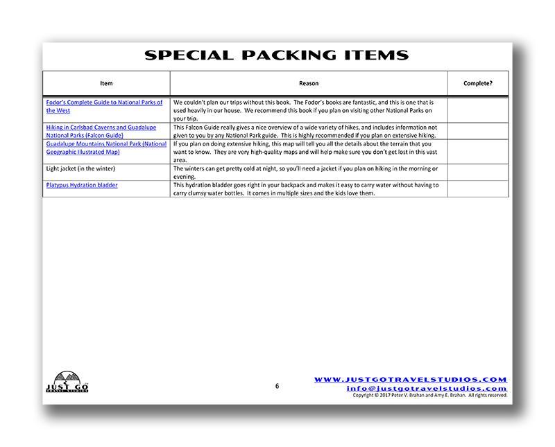 Guadalupe Mountains National Park Itinerary (Digital Download)