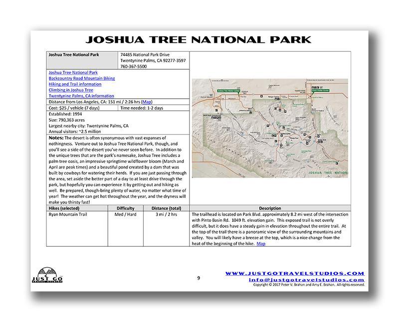 Joshua Tree National Park Itinerary (Digital Download)