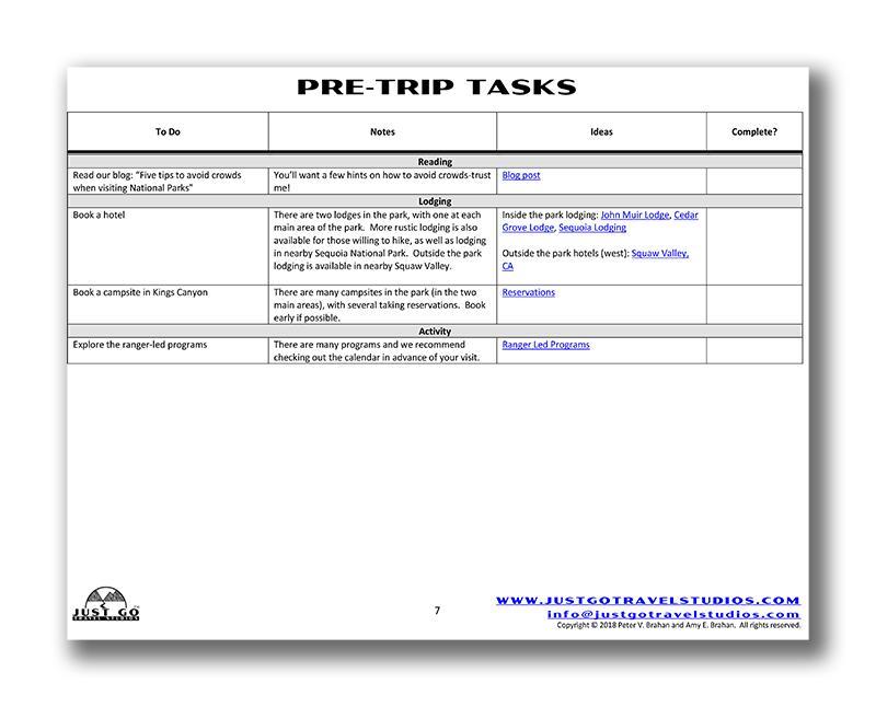 Kings Canyon National Park Itinerary (Digital Download)