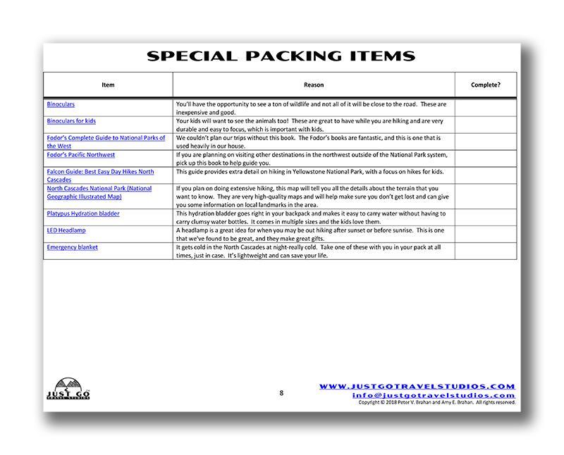 North Cascades National Park Itinerary (Digital Download)