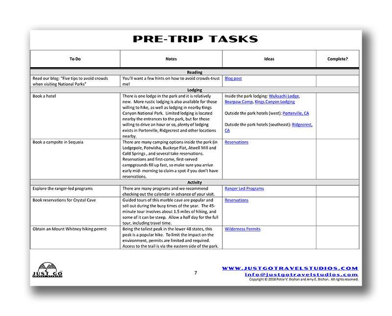 Sequoia National Park Itinerary (Digital Download)