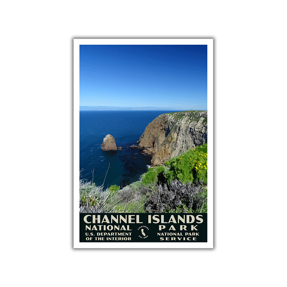 Channel Islands National Park Poster, WPA style, north bluff trail