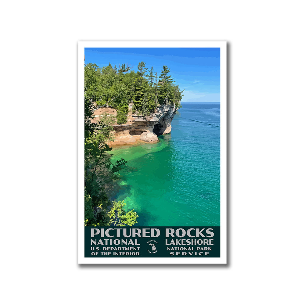 Pictured Rocks National Lakeshore Poster-WPA (Mosquito Trail)