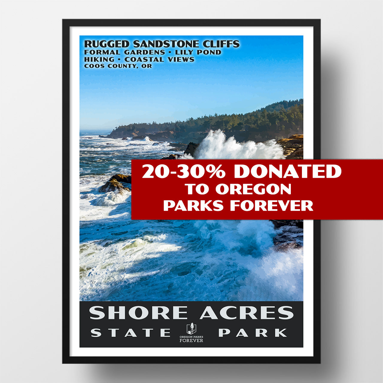 Shore Acres State Park Poster - WPA (Daytime Waves) - OPF