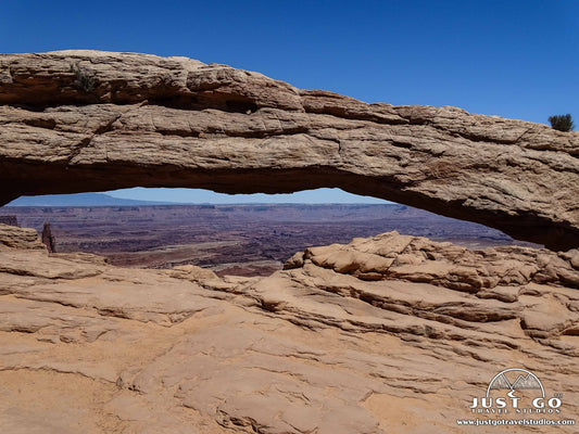 hiking mesa arch trail in Canyonlands National Park