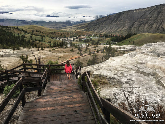 hiking in mammoth hot springs in yellowstone national park