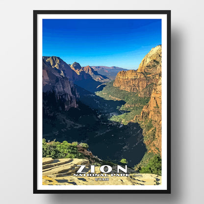 Zion National Park Poster-WPA (Angels Landing)