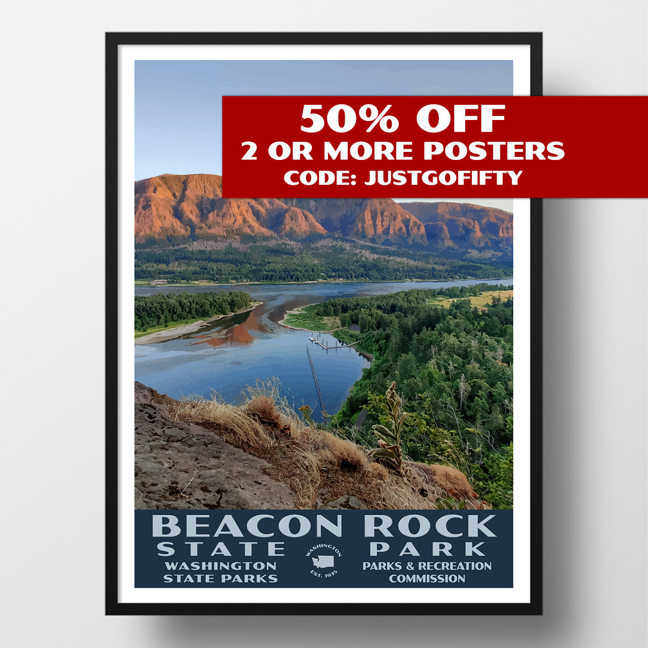 Beacon Rock State Park Poster-WPA (Water View)