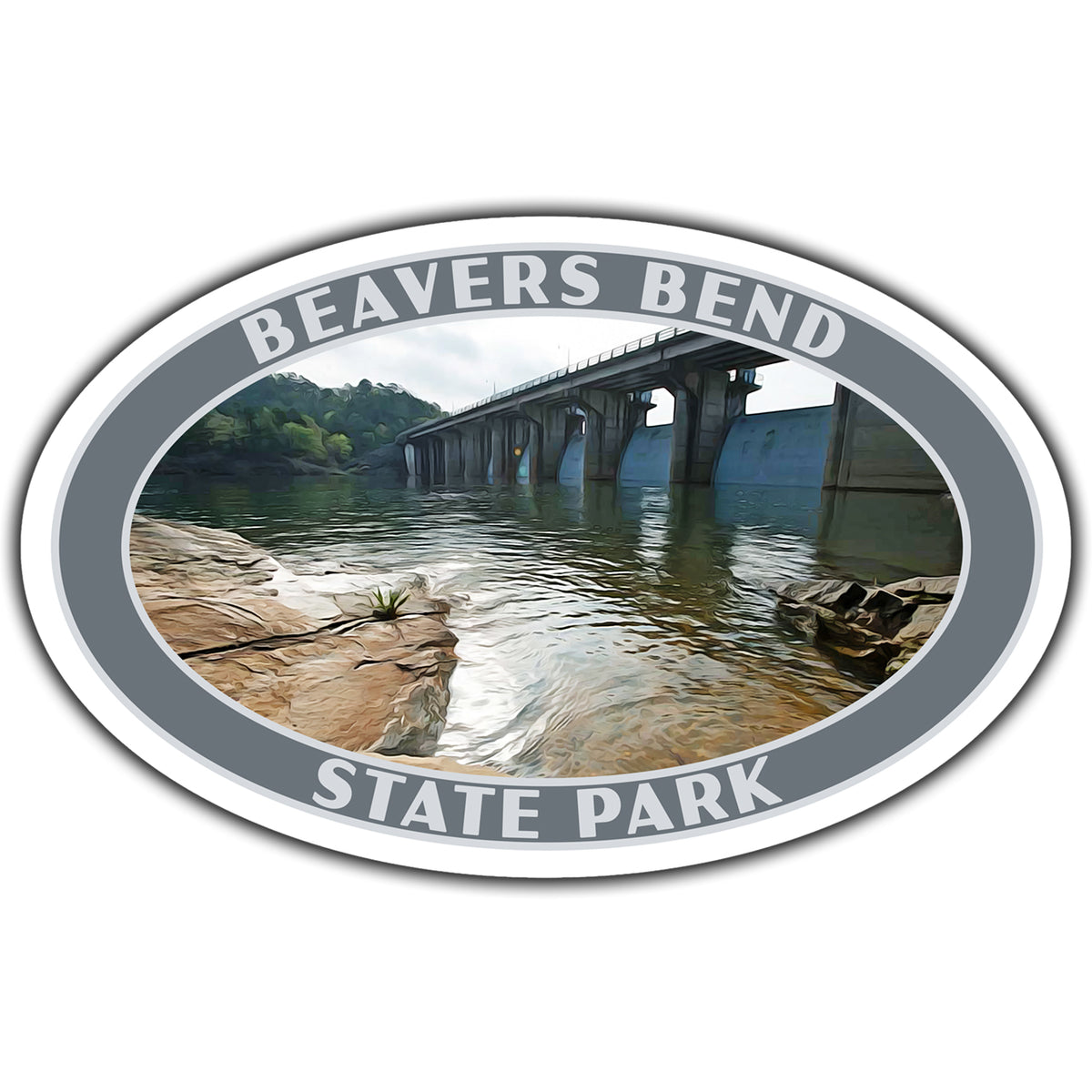 Beavers Bend State Park Sticker (Dam) (OK) – Just Go Travel Studios