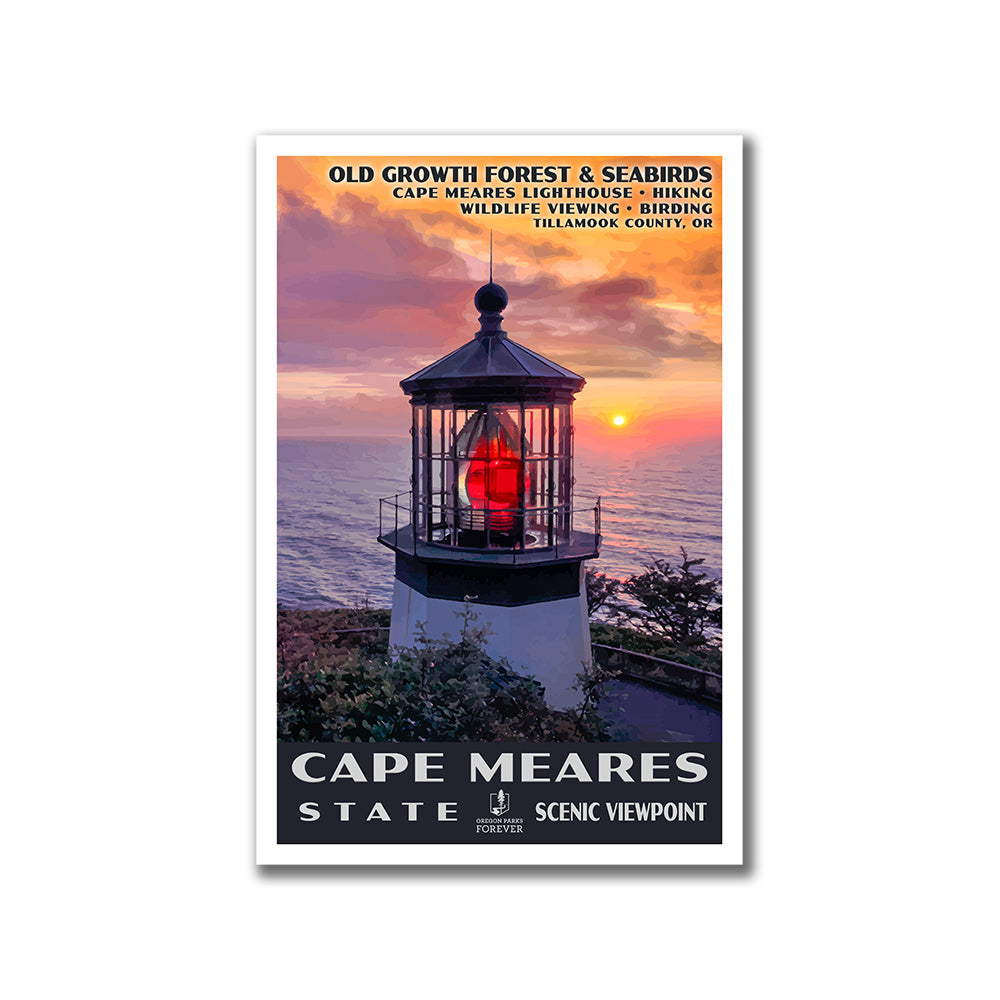 Cape Meares State Scenic Viewpoint Poster - WPA (Lighthouse at Sunset) - OPF