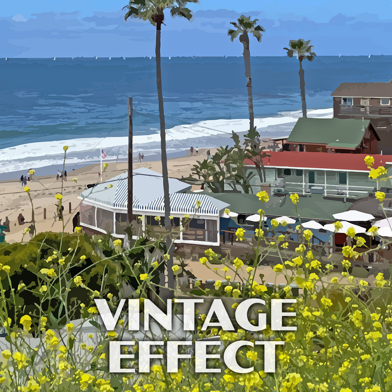 Crystal Cove State Park Poster-WPA (Yellow Flowers and Buildings)