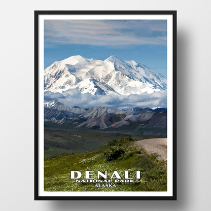 Denali National Park Poster-WPA (Denali with road)