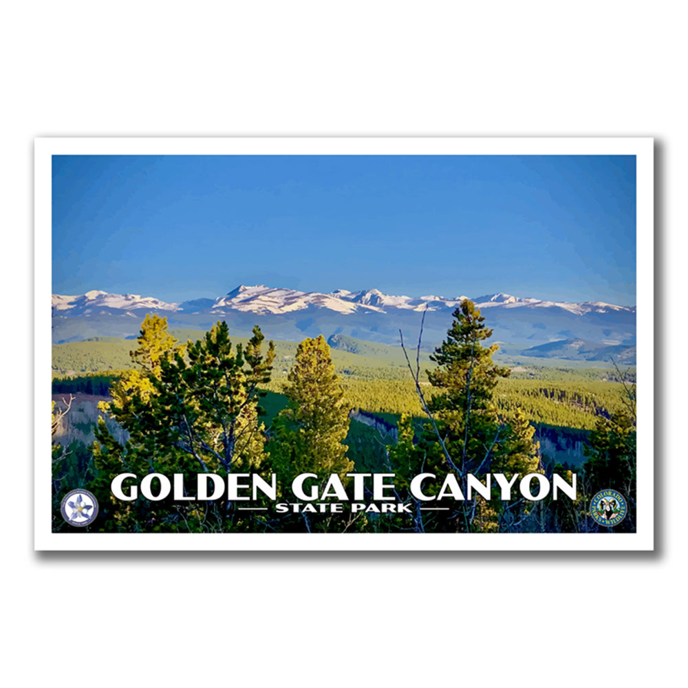 Scenic view of Golden Gate Canyon State Park with mountains and trees.