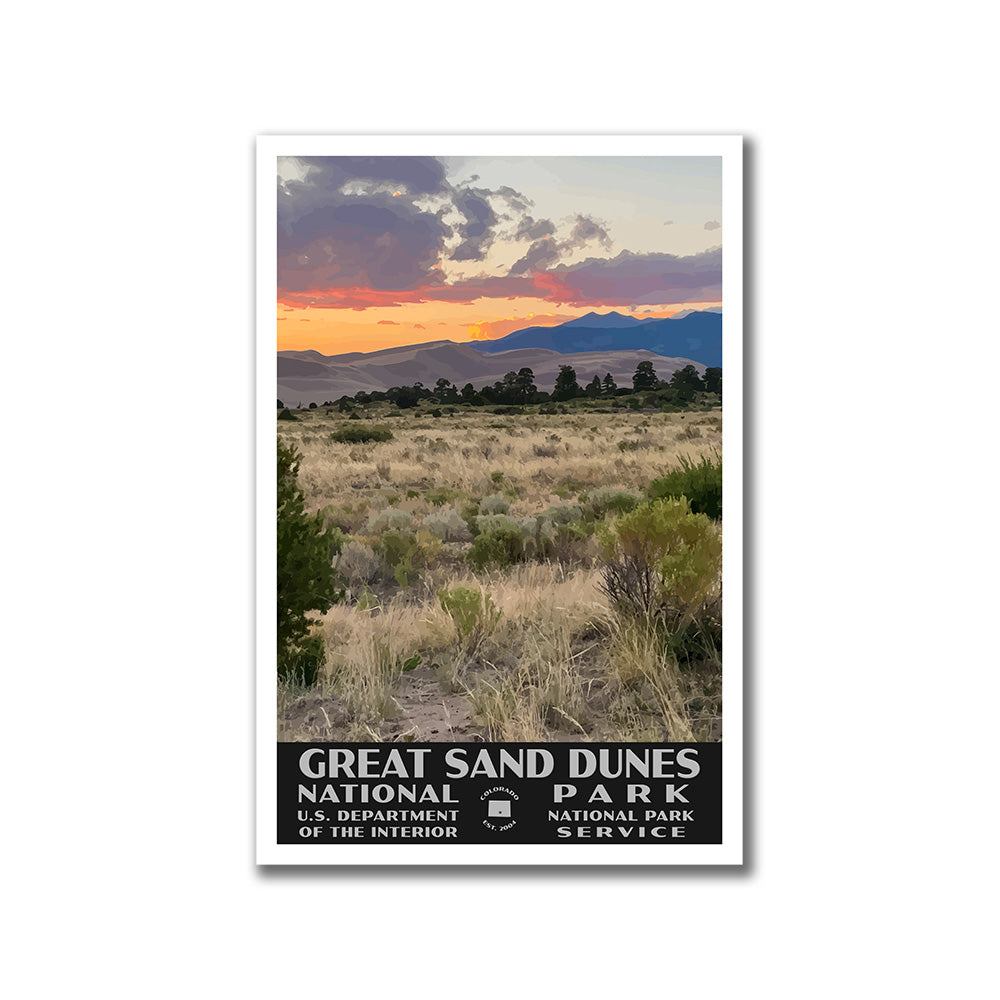 Great Sand Dunes National Park Poster-WPA (Sunset)