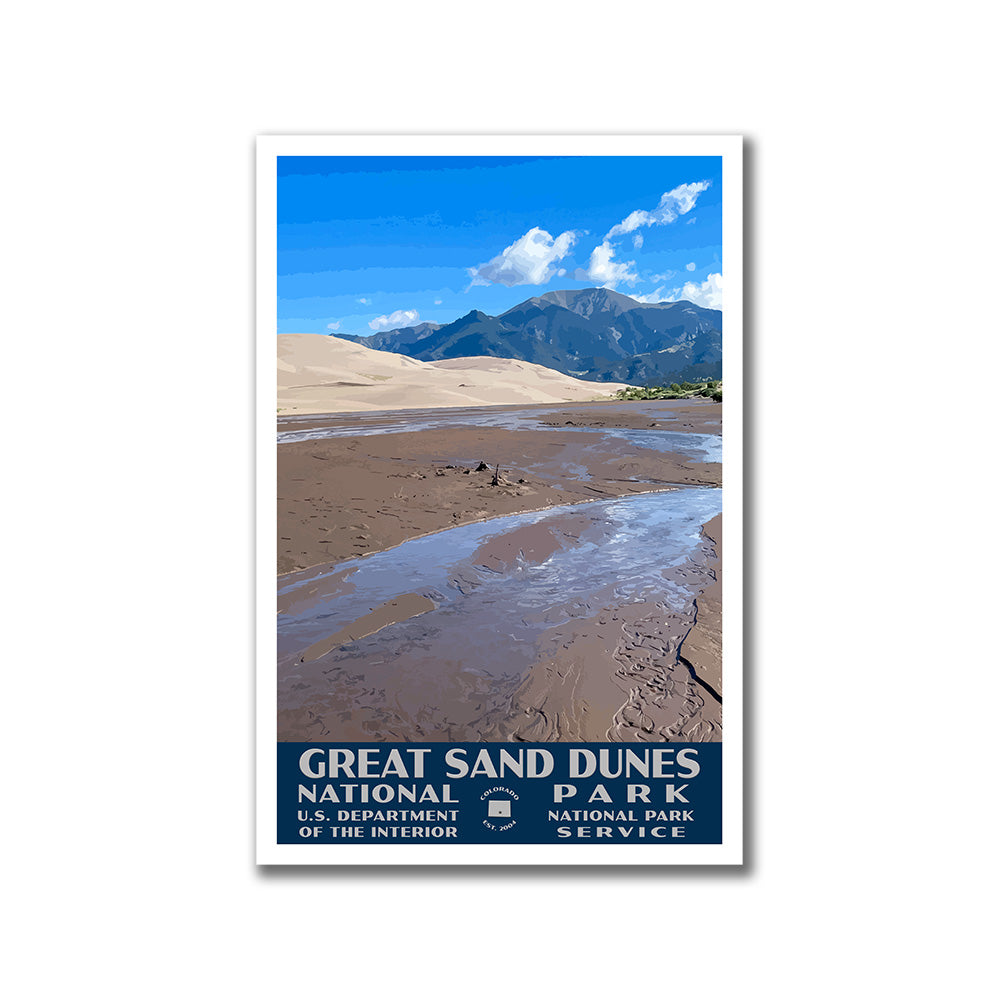 Great Sand Dunes National Park Poster-WPA (Medano Creek)