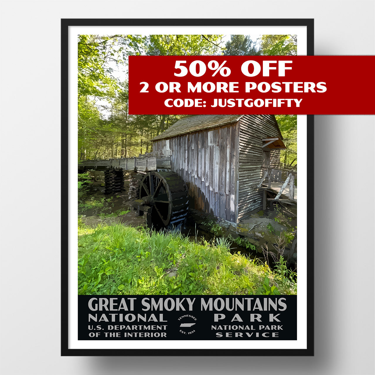 Great Smoky Mountains National Park Poster-WPA (Cable Mill)