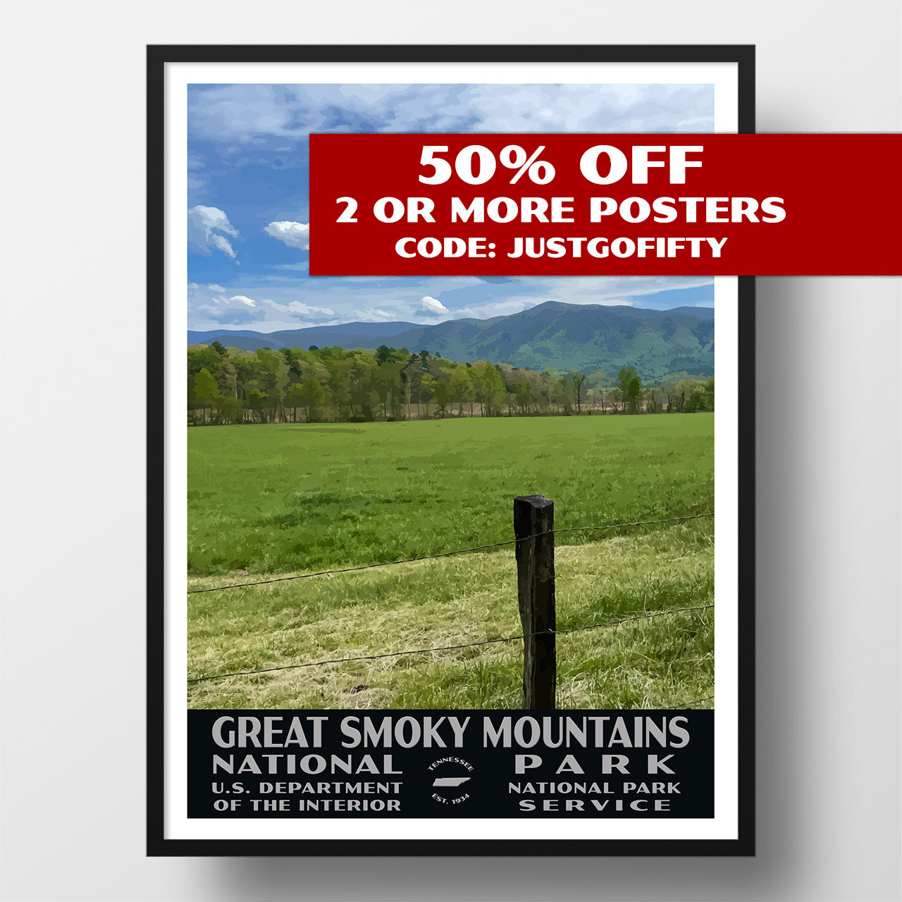 Great Smoky Mountains National Park Poster-WPA (Cades Cove)