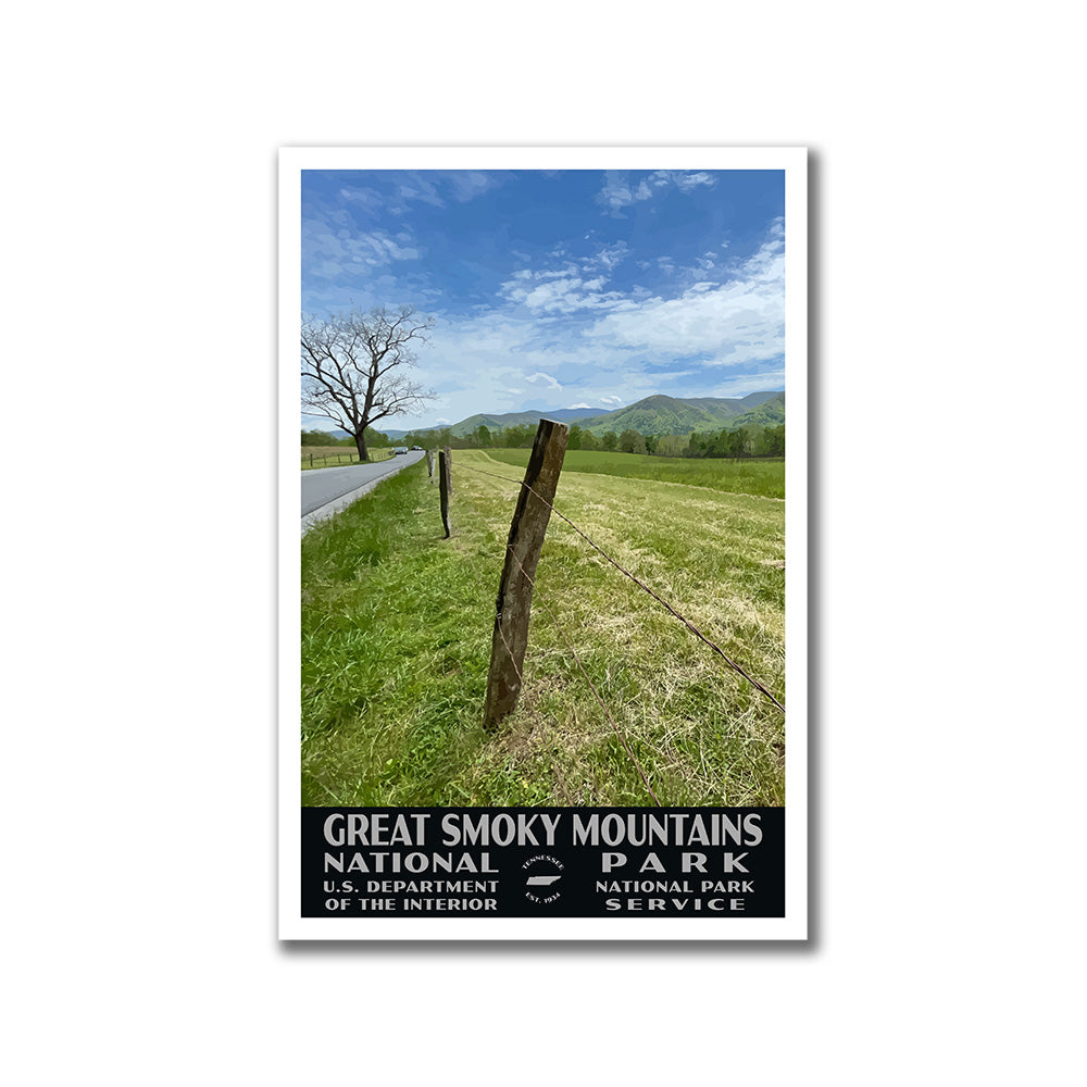 Great Smoky Mountains National Park Poster-WPA (Cades Cove with Road)