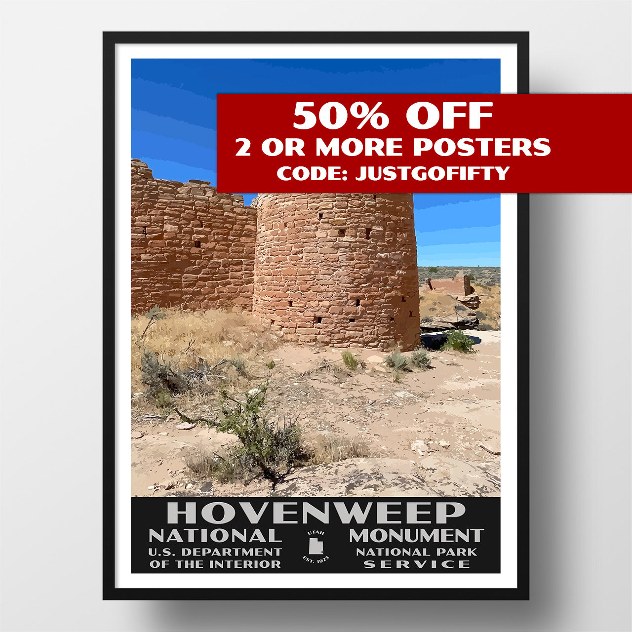 Hovenweep National Monument Poster-WPA (Hovenweep Castle)