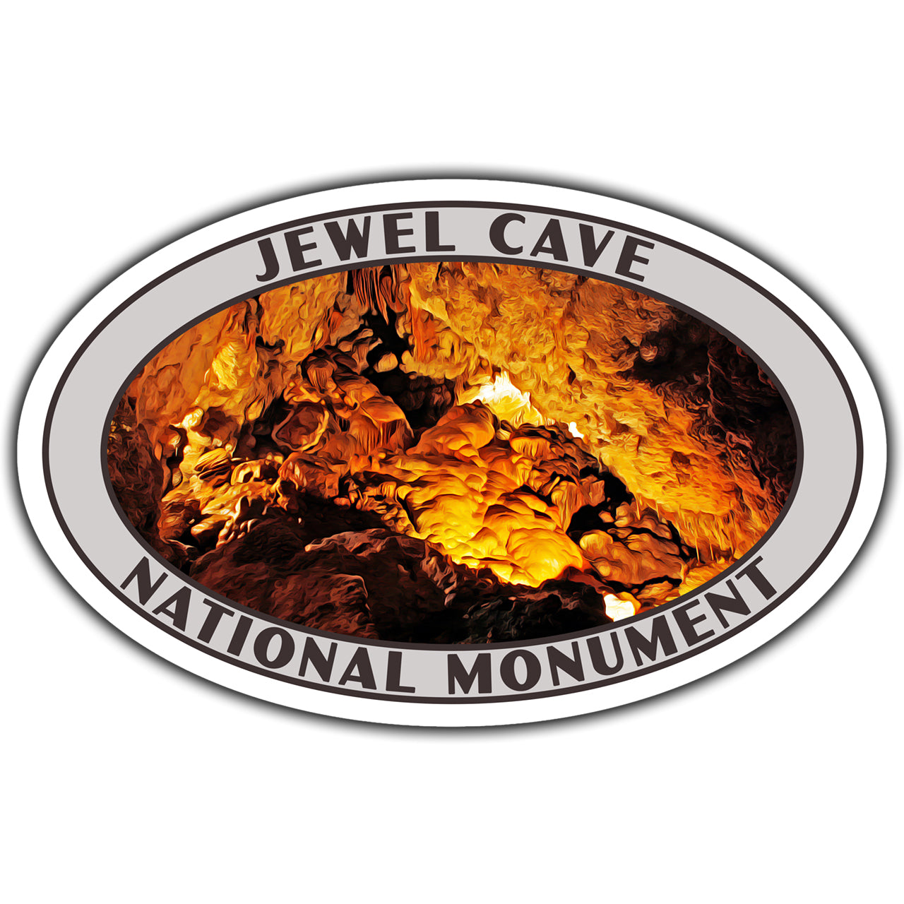 Sticker with Jewel Cave National Monument design on a white background