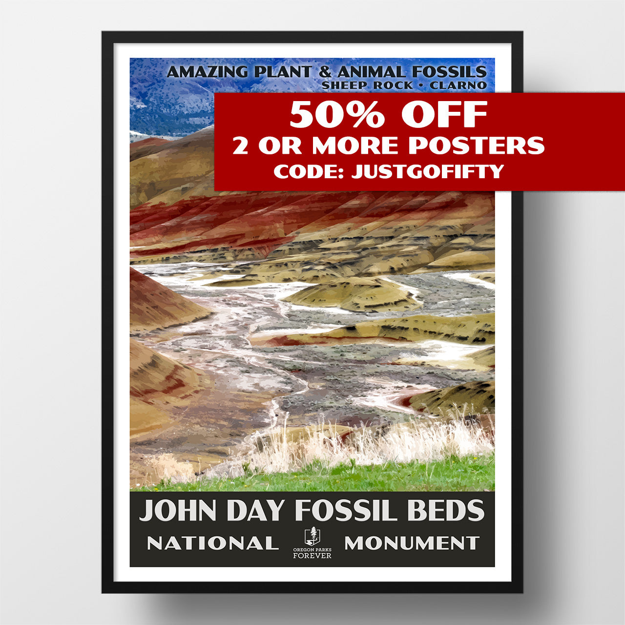 John Day Fossil Beds National Monument Poster - WPA (Painted HIlls 2) - OPF