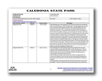 Caledonia State Park Itinerary (Digital Download)