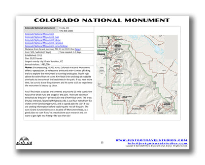 Colorado National Monument Itinerary (Digital Download)