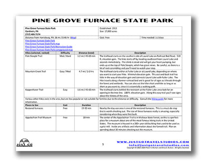 Pine Grove Furnace State Park Itinerary (Digital Download)