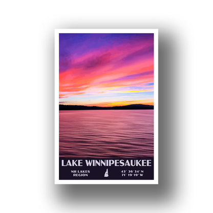Lake Winnipesaukee Poster-WPA (Sunset) (New Hampshire State)