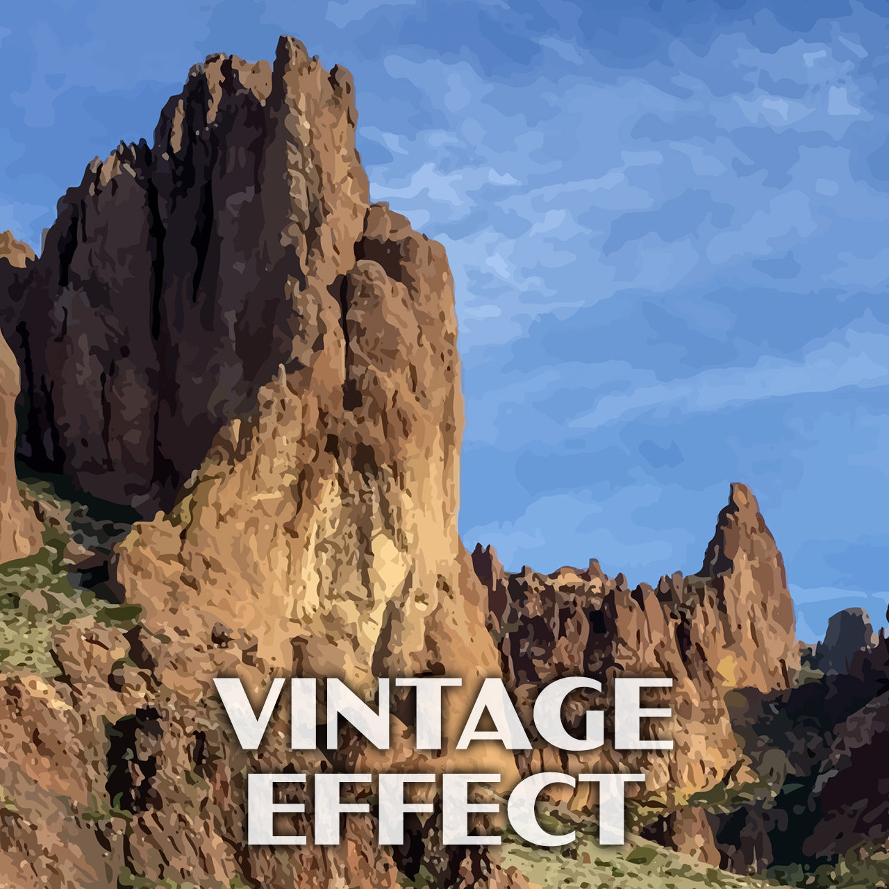 Lost Dutchman State Park Poster-WPA (Blue Sky)