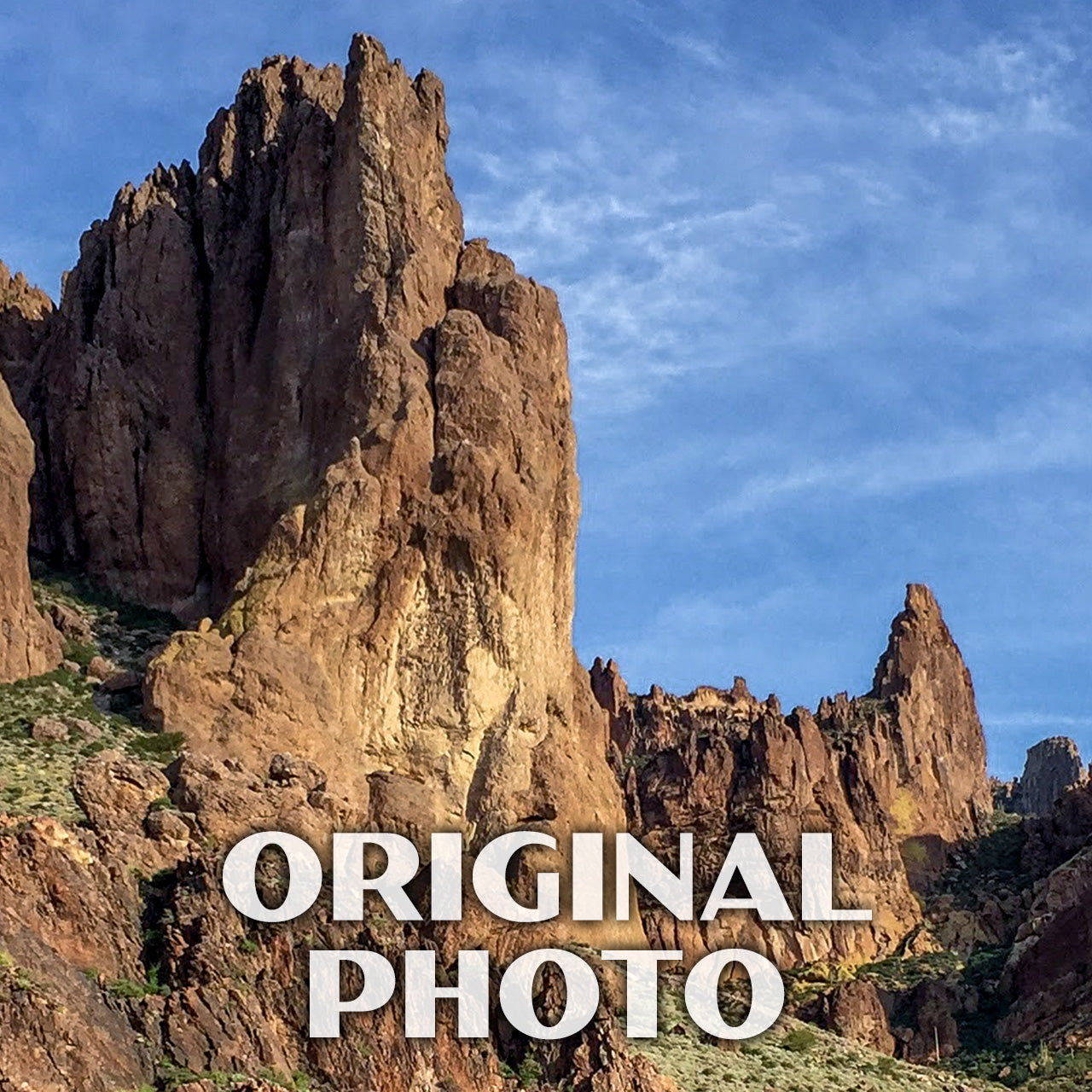 Lost Dutchman State Park Poster-WPA (Blue Sky)
