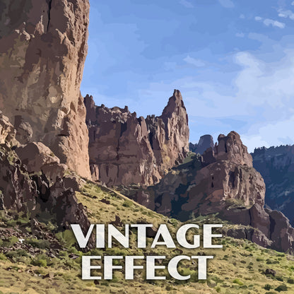 Lost Dutchman State Park Poster-WPA (Path with Blue Sky)
